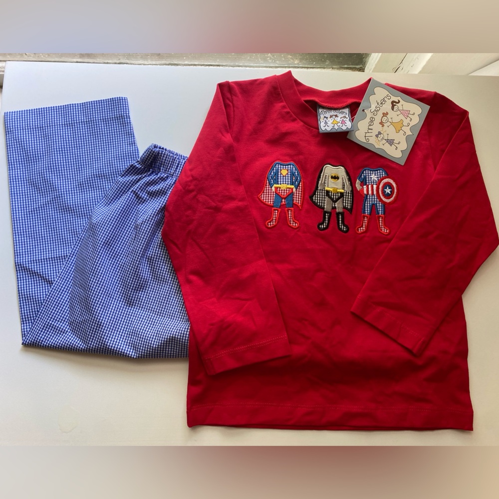 Three Sisters Pants and Shirt Superhero Set / Size 2T / NWT